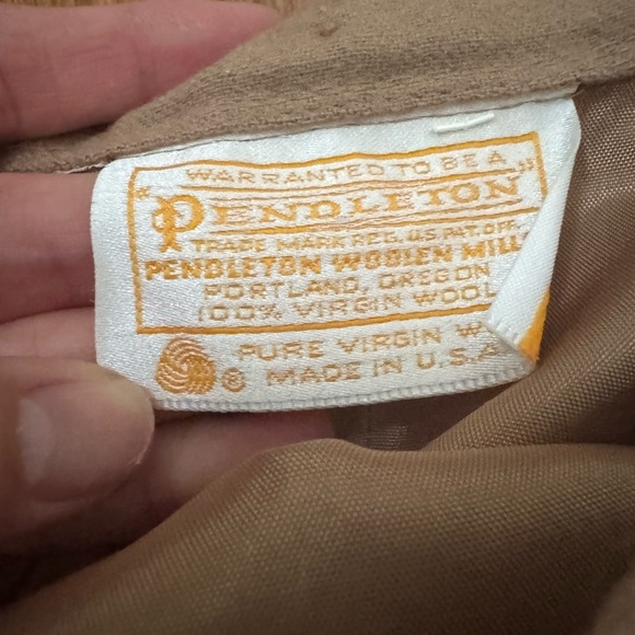 VTG Pendleton 1970s Set Tan Wool Long Sleeve Button Breasted Blazer + Skirt 8 - Picture 15 of 16
